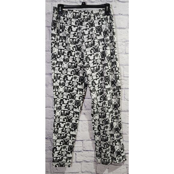 Disney Black White Mickey Mouse Print Pull On Sleep Pants 11 13 Juniors Stretch - Picture 4 of 5